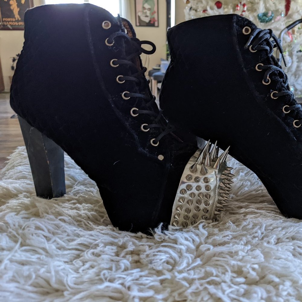 Jeffrey Campbell Velvet Lita with Spiked toe